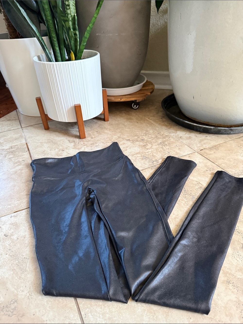 SPANX Black Faux Leather Jeggings